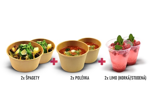 2x Špagety 2x Nápoj 2x Polévka 