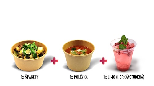 1x Špagety 1x Nápoj 1x Polévka