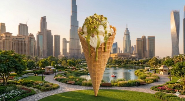 Dubajská zmrzlina v kornoutku