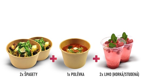 2x Špagety 2x Nápoj 1x Polévka